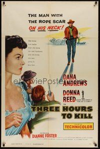 6p893 THREE HOURS TO KILL 1sh '54 Dana Andrews is the man with the rope scar on his neck!