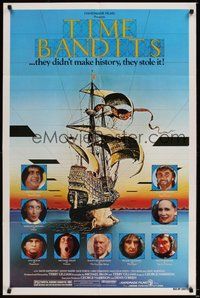 6p901 TIME BANDITS 1sh '81 John Cleese, Sean Connery, art by director Terry Gilliam!