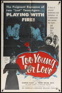 6p908 TOO YOUNG FOR LOVE 1sh '54 Lionello de Felice's L'Eta dell'amore, teen-agers playing w/fire!