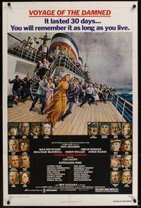 6p955 VOYAGE OF THE DAMNED 1sh '76 Faye Dunaway, Max Von Sydow, Richard Amsel art!