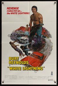 6p971 WHITE LIGHTNING int'l 1sh '73 cool different art of moonshine bootlegger Burt Reynolds!