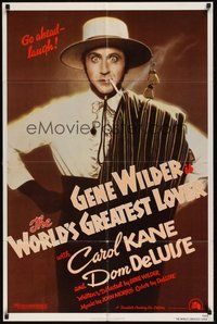 6p988 WORLD'S GREATEST LOVER 1sh '77 Dom DeLuise, most romantic Gene Wilder, great image!