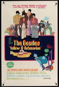 6p990 YELLOW SUBMARINE 1sh 1968 psychedelic art, John, Paul, Ringo & George, 11 song style