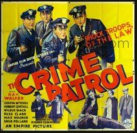 6r027 CRIME PATROL 6sh '36 fantastic stone litho of four uniformed policemen with guns drawn!