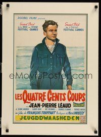 6r200 400 BLOWS Belgian '59 art of Jean-Pierre Leaud as young Francois Truffaut by Grinsson!
