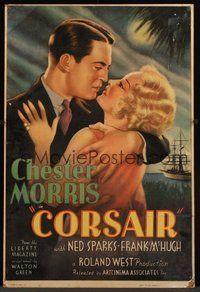 6r194 CORSAIR 1sh R37 great romantic artwork of Chester Morris about to kiss pretty Thelma Todd!