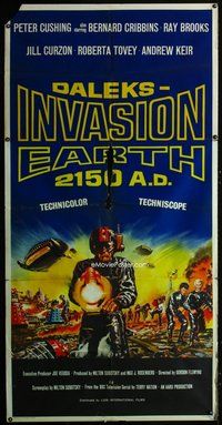 6r201 DALEKS' INVASION EARTH: 2150 AD English 3sh '66 Peter Cushing as Dr. Who, cool sci-fi art!