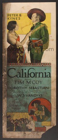 6r097 CALIFORNIA insert '27 great image of Tim McCoy & senorita Dorothy Sebastian!