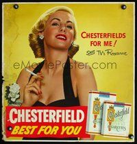 6r187 CHESTERFIELD BEST FOR YOU 21x22 special poster '50s cigarettes, sexy Roxanne Arlen!
