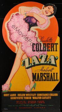 6r007 ZAZA standee '39 full-length life-size artwork of sexy singer Claudette Colbert!