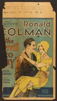6r129 DEVIL TO PAY WC '30 great artwork of Ronald Colman carrying pretty Loretta Young!