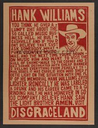 6r130 DISGRACELAND signed Yee-Haw commercial 18x24 '02 by artist K. Bradley, Hank Williams & rant!