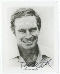 6s273 CHARLTON HESTON signed 8x10 REPRO still '90s smiling head & shoulders portrait of the star!