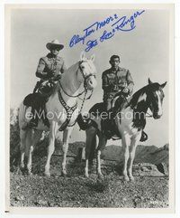 6s280 CLAYTON MOORE signed 8x10 REPRO still '90s in costume as The Lone Ranger with Tonto!