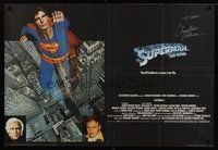 6s059 SUPERMAN signed British quad '78 by Christopher Reeve, in his most classic role!