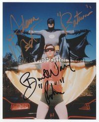 6s242 ADAM WEST/BURT WARD signed color 8x10 REPRO still '90s in costume as Batman & Robin!