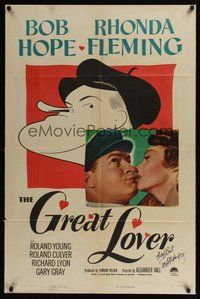 6s033 GREAT LOVER signed 1sh '49 by BOTH Bob Hope AND artist Al Hirschfield!