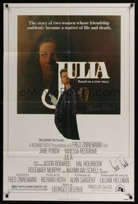 6s034 JULIA signed 1sh '77 by Jane Fonda, Vanessa Redgrave AND Jason Robards, art by Richard Amsel!