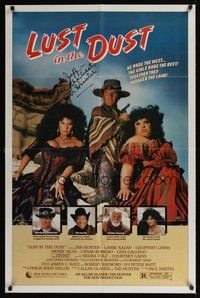 6s039 LUST IN THE DUST signed 1sh '84 by Tab Hunter, who's a cowboy with Divine & Lainie Kazan!