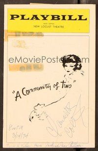 6s064 CLAUDETTE COLBERT signed playbill '74 from when she appeared on stage in A Community of Two!