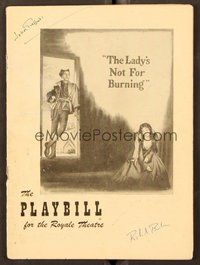 6s069 LADY'S NOT FOR BURNING signed playbill '50 by BOTH John Gielgud AND Richard Burton!