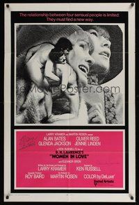 6s052 WOMEN IN LOVE int'l signed 1sh '70 by BOTH Alan Bates AND Glenda Jackson, D.H. Lawrence