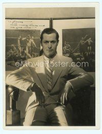 6s011 ROBERT MONTGOMERY signed deluxe 10x13 still '30s seated portrait by fight photos by Hurrell!