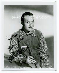 6s263 BOB HOPE signed 8x10 REPRO still '90 close portrait of the comedian with a golf club!