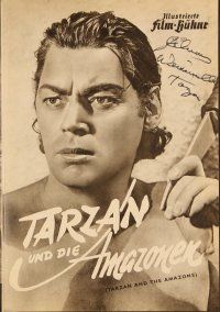 6s090 TARZAN & THE AMAZONS signed German program '50 by Johnny Weissmuller, many different images!