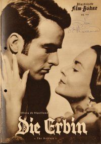 6s087 HEIRESS signed German program '50 by Olivia De Havilland, many different images with Clift!