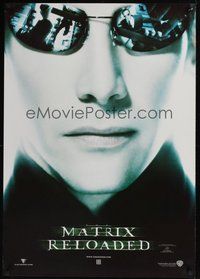 6t156 MATRIX RELOADED teaser Aust 1sh '03 great super close-up image of Keanu Reeves as Neo!