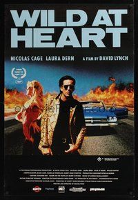 6t160 WILD AT HEART Aust 1sh '90 David Lynch, sexiest image of Nicolas Cage & Laura Dern!