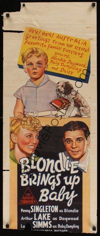 6t164 BLONDIE BRINGS UP BABY long Aust daybill '39 Penny Singleton, Lake as Dagwood, Baby Dumpling!
