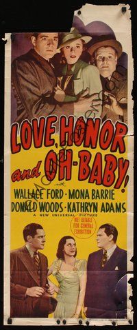 6t175 LOVE, HONOR & OH BABY! long Aust daybill '40 Wallace Ford, Mona Barrie,a new high in hilarity!