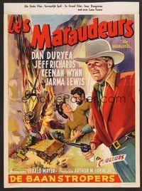 6t686 MARAUDERS Belgian '55 artwork of Dan Duryea in the wild west!