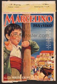 6t688 MIRACLE OF MARCELINO Belgian '55 Ladislao Vajda's Marcelino pan y vino, Spanish orphans!