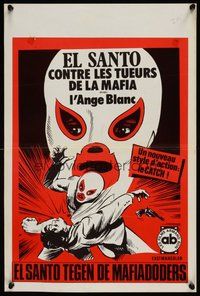 6t717 SANTO VS. LOS ASESINOS DE LA MAFIA Belgian '70 cool art of masked luchador Santo!