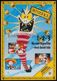 6t469 BEETLEJUICE Danish '89 wacky horror cartoon artwork, based on Tim Burton film!
