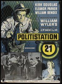 6t492 DETECTIVE STORY Danish '51 William Wyler, great art of Kirk Douglas & Eleanor Parker!