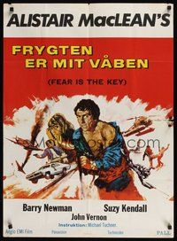 6t497 FEAR IS THE KEY Danish '73 Alistair MacLean, art of Barry Newman & Suzy Kendall!