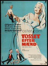 6t536 MAD ABOUT MEN Danish '55 different Stilling artwork of sexy Glynis Johns, Donald Sinden!