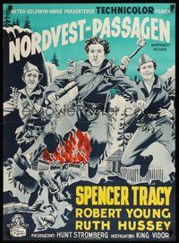 6t550 NORTHWEST PASSAGE Danish '53 cool art of Spencer Tracy, Robert Young!