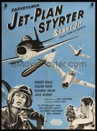6t568 SABRE JET Danish '56 art of Korean War jet ace fighter pilot Robert Stack!