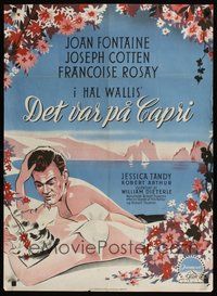 6t574 SEPTEMBER AFFAIR Danish '51 William Dieterle, sexy art of Joan Fontaine & Joseph Cotten!