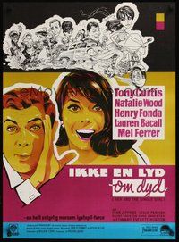 6t575 SEX & THE SINGLE GIRL Danish '65 great different artwork of Tony Curtis & Natalie Wood!