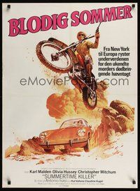 6t589 SUMMERTIME KILLER Danish '73 Karl Malden, Olivia Hussey, cool jumping dirt bike art!
