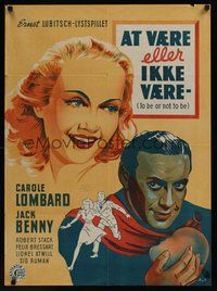 6t601 TO BE OR NOT TO BE Danish '46 artwork of Carole Lombard, Jack Benny, Ernst Lubitsch!