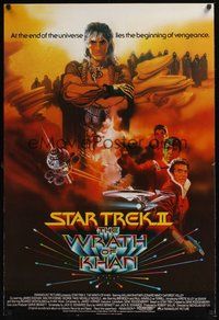 6t039 STAR TREK II English 1sh '82 The Wrath of Khan, Leonard Nimoy, William Shatner, Bob Peak art