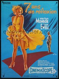 6t198 SEVEN YEAR ITCH French 23x32 R80s Billy Wilder, great sexy Grinsson art of Marilyn Monroe!