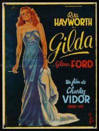 6t214 GILDA French 15x21 R72 Grinsson art of sexiest Rita Hayworth full-length in sheath dress!